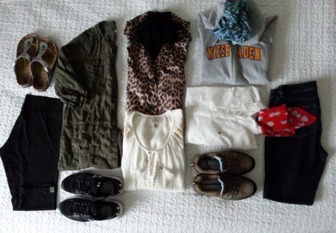 Bullet wardrobe for road trip and light hiking